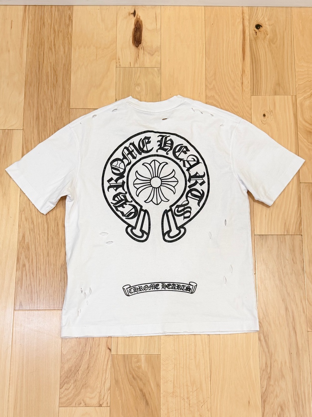 Chrome Hearts Men’s Distressed Logo Graphic Tee Shirt - Picture 2 of 5